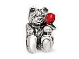 Sterling Silver Bear with Enameled Flower Bead