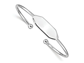 Rhodium Over Sterling Silver Polished ID Children's Cuff Bangle
