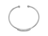 Rhodium Over Sterling Silver Polished ID Children's Cuff Bangle