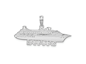Picture of Rhodium Over Sterling Silver Polished Bahamas Cruise Ship Pendant