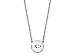Rhodium Over Sterling Silver LogoArt Chi Omega Large Enamel Pendant Necklace