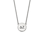Rhodium Over Sterling Silver LogoArt Delta Zeta Large Enamel Pendant Necklace
