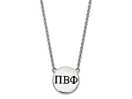 Rhodium Over Sterling Silver LogoArt Pi Beta Phi Large Enamel Pendant Necklace