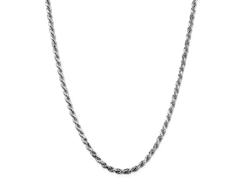 Rhodium Over Sterling Silver 3.5mm Diamond-cut Rope Chain