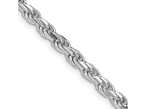 Rhodium Over Sterling Silver 3.5mm Diamond-cut Rope Chain