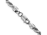 Rhodium Over Sterling Silver 3.5mm Diamond-cut Rope Chain