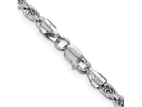 Rhodium Over Sterling Silver 3.5mm Diamond-cut Rope Chain