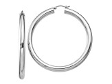 Sterling Silver Rhodium-plated 5mm Round Hoop Earrings