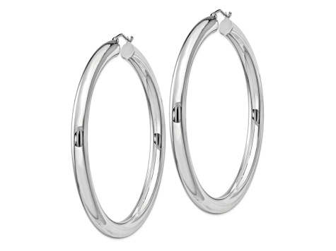 Sterling Silver Rhodium-plated 5mm Round Hoop Earrings