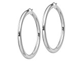 Sterling Silver Rhodium-plated 5mm Round Hoop Earrings