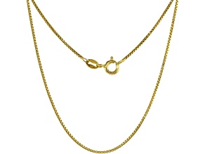 18K Gold Plated Sterling Silver 1MM Box Chain Necklace -22"