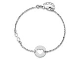 Sterling Silver Rhodium-plated Heart and Infinity with 0.5 Inch Extension Bracelet