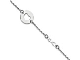 Sterling Silver Rhodium-plated Heart and Infinity with 0.5 Inch Extension Bracelet
