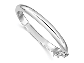 Rhodium Over Sterling Silver Polished 5mm with Safety Hinged Children's Bangle