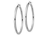 Rhodium Over Sterling Silver 3mm Round Hoop Earrings