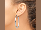Rhodium Over Sterling Silver 3mm Round Hoop Earrings