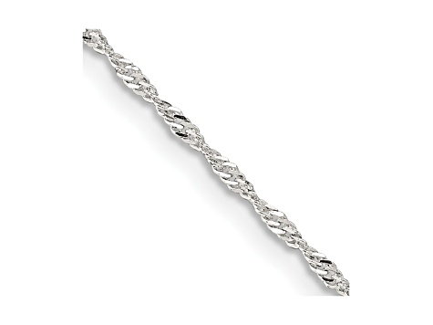 Sterling Silver 1.4mm Singapore Chain with 2-inch Extension Necklace