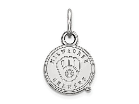 Rhodium Over Sterling Silver MLB Milwaukee Brewers LogoArt Circle Pendant