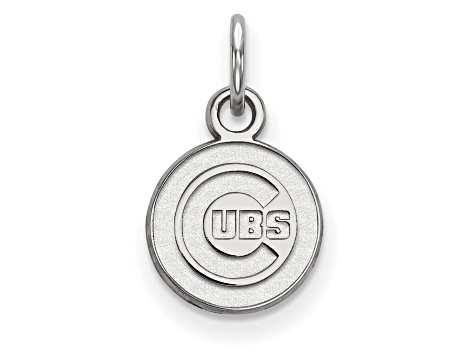 Rhodium Over Sterling Silver MLB Chicago Cubs LogoArt Circle Pendant