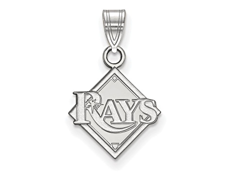 Rhodium Over Sterling Silver MLB Tampa Bay Rays LogoArt Circle Pendant