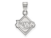 Rhodium Over Sterling Silver MLB Tampa Bay Rays LogoArt Circle Pendant