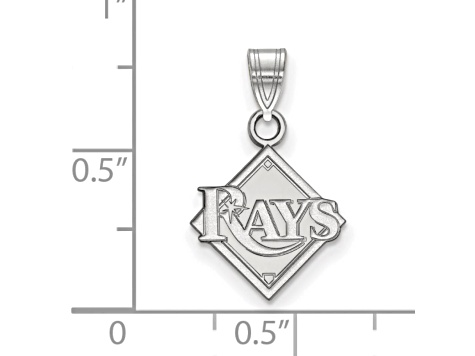 Rhodium Over Sterling Silver MLB Tampa Bay Rays LogoArt Circle Pendant
