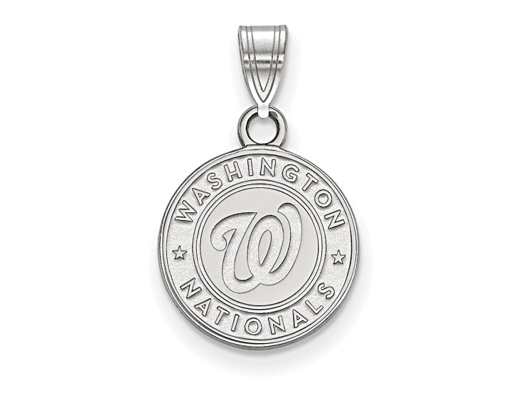 Rhodium Over Sterling Silver MLB Washington Nationals LogoArt Circle Pendant