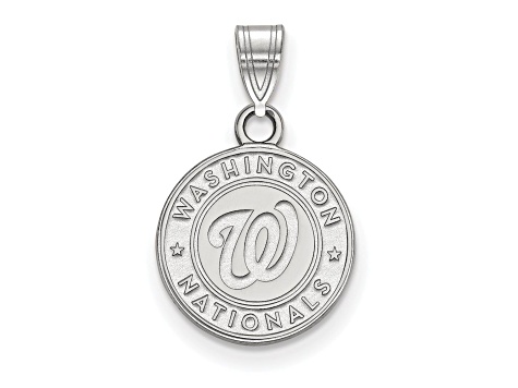 Rhodium Over Sterling Silver MLB Washington Nationals LogoArt Circle Pendant