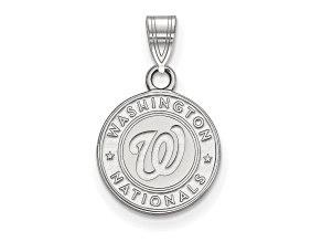 Rhodium Over Sterling Silver MLB Washington Nationals LogoArt Circle Pendant