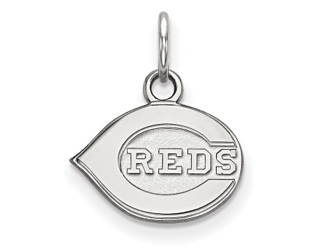 Rhodium Over Sterling Silver MLB Cincinnati Reds LogoArt Circle Pendant