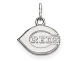 Rhodium Over Sterling Silver MLB Cincinnati Reds LogoArt Circle Pendant