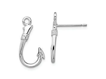 Picture of Rhodium Over Sterling Silver Polished Fish Hook Post Earrings