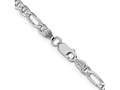 Rhodium Over Sterling Silver 3.75mm Figaro Anchor Chain Bracelet
