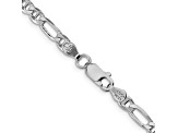 Rhodium Over Sterling Silver 3.75mm Figaro Anchor Chain Bracelet