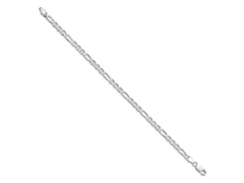 Rhodium Over Sterling Silver 3.75mm Figaro Anchor Chain Bracelet