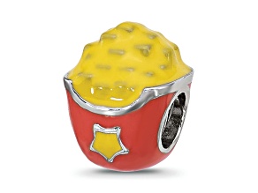 Sterling Silver Kids Enamel Popcorn Bucket with Star Bead