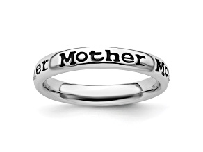 Sterling Silver Stackable Expressions Polished Enameled Mother Ring