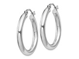 Sterling Silver Rhodium-plated 3mm Round Hoop Earrings