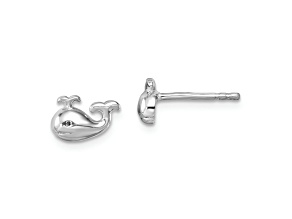 Rhodium Over Sterling Silver Polished Whale Post Earrings