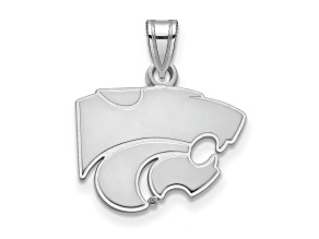 Rhodium Over Sterling Silver LogoArt Kansas State University Small Pendant