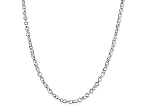 Sterling Silver 4.55mm Fancy Patterned Rolo Chain Necklace