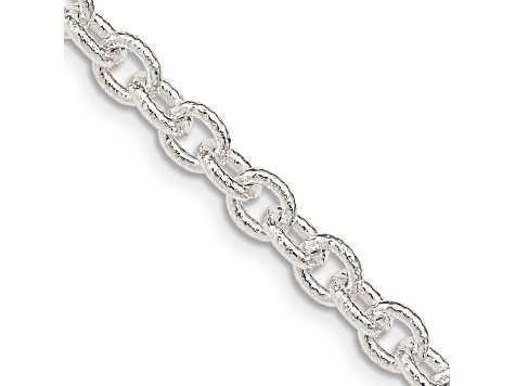 Sterling Silver 4.55mm Fancy Patterned Rolo Chain Necklace