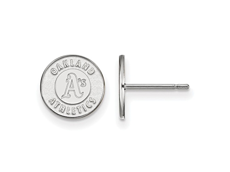 Rhodium Over Sterling Silver MLB LogoArt Oakland Athletics Post Earrings
