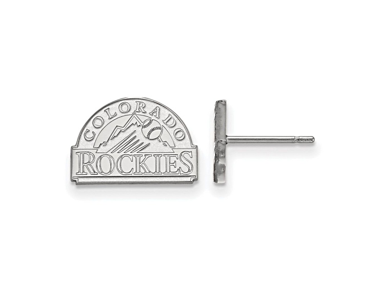 Rhodium Over Sterling Silver MLB LogoArt Colorado Rockies Post Earrings