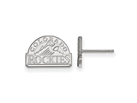 Rhodium Over Sterling Silver MLB LogoArt Colorado Rockies Post Earrings