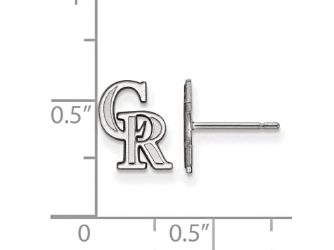 Rhodium Over Sterling Silver MLB LogoArt Colorado Rockies Post Earrings