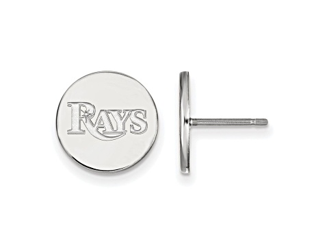 Rhodium Over Sterling Silver MLB LogoArt Tampa Bay Rays Post Earrings