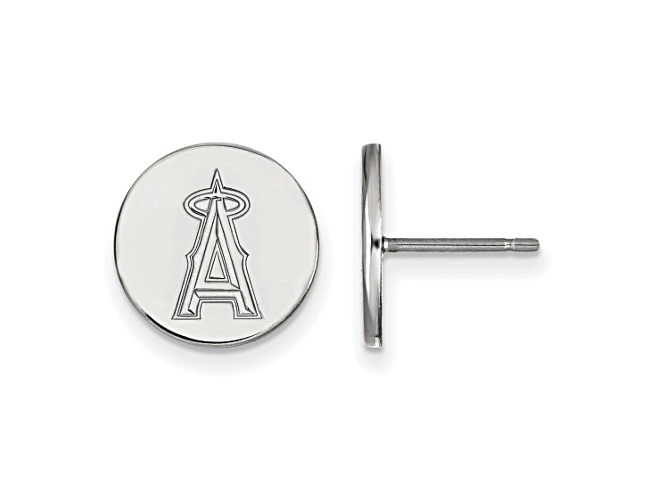 Rhodium Over Sterling Silver MLB LogoArt Los Angeles Angels Post Earrings