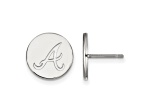 Rhodium Over Sterling Silver MLB LogoArt Atlanta Braves Post Earrings