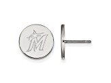 Rhodium Over Sterling Silver MLB LogoArt Miami Marlins Post Earrings